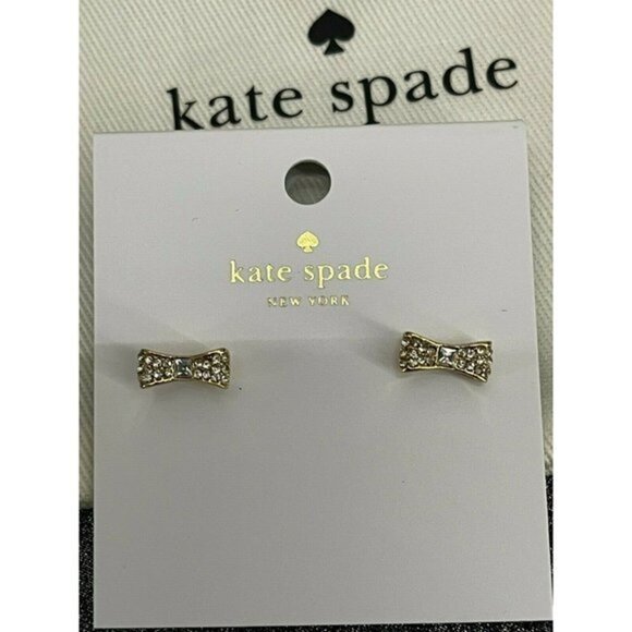 Kate Spade Pave Gold-Tone Mini Bow Stud Earrings - Picture 1 of 2